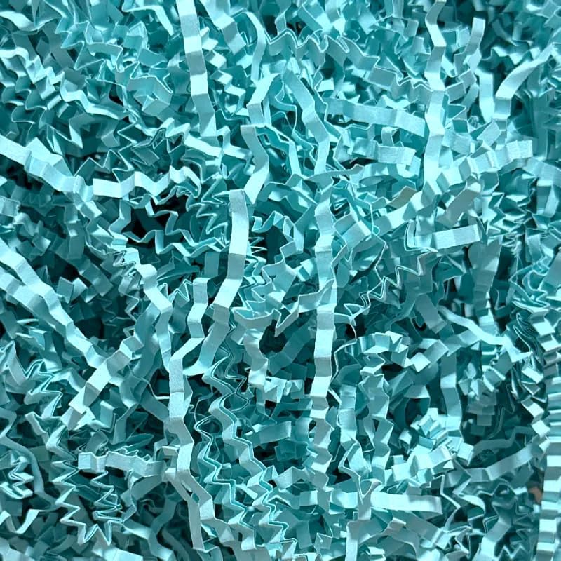WSSCKSCR Crinkle Cut Paper Shred - 5.3 oz Fluffy Gift Box Filler, Basket Stuffing for Christmas, Wedding, Birthday | Decorative Packing Grass, Party Decorations (Sky Blue) - Image 1